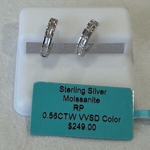 0.56 CTW Moissanite Huggie Earrings | Sterling Silver | VVS/D Color